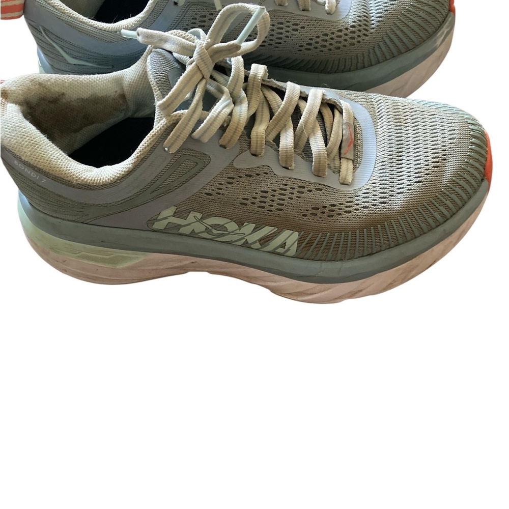 Hoka One One Bondi 7 Blue Fog‎ Running Athletic Shoes Women’s Size 5 D Wide - Picture 2 of 7